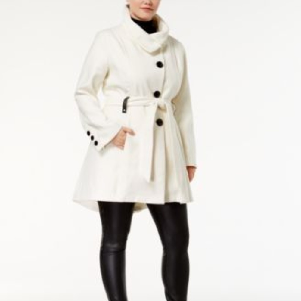 Madden Girl Trendy Stand-Collar Walker Coat 3XL Ivory